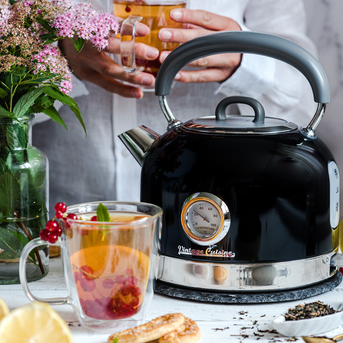 Retro-Küchenset mit Wasserkocher 1,7L und Toaster Vintage Cuisine