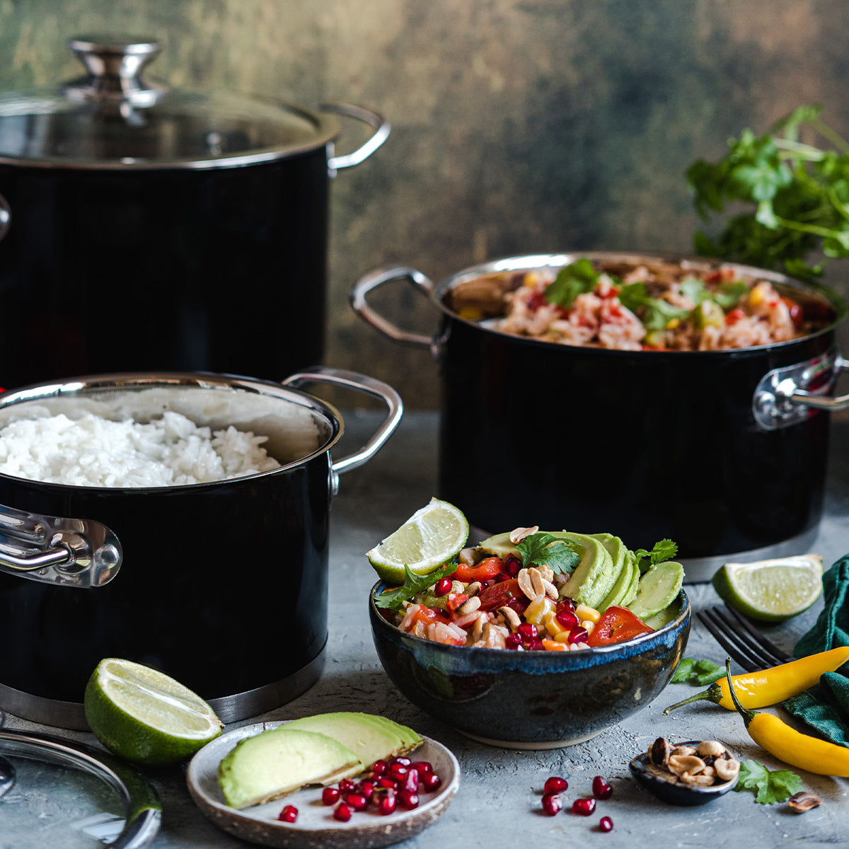 6-teiliges Set von Retro-Edelstahltöpfen von Vintage Cuisine