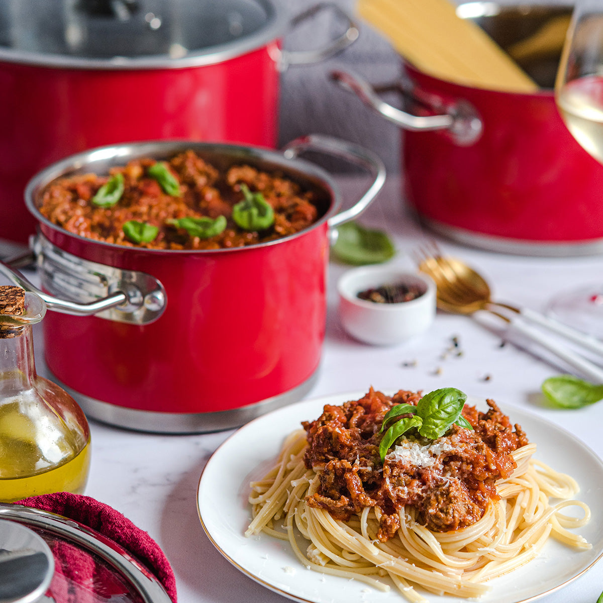 6-teiliges Set von Retro-Edelstahltöpfen von Vintage Cuisine