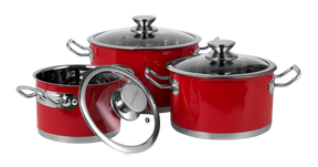 6-teiliges Set von Retro-Edelstahltöpfen von Vintage Cuisine